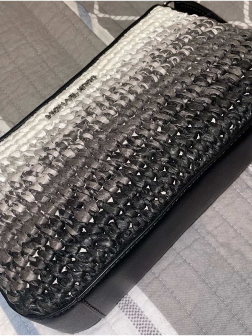 Michael Kors Ombre Woven Crossbody in Black and Silver - Picture 6 of 11